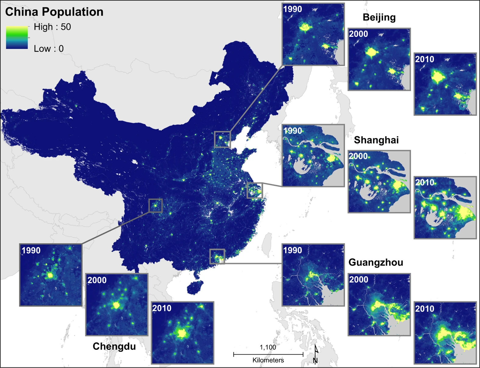 Spatiotemporal Patterns Of Population In Mainland China
