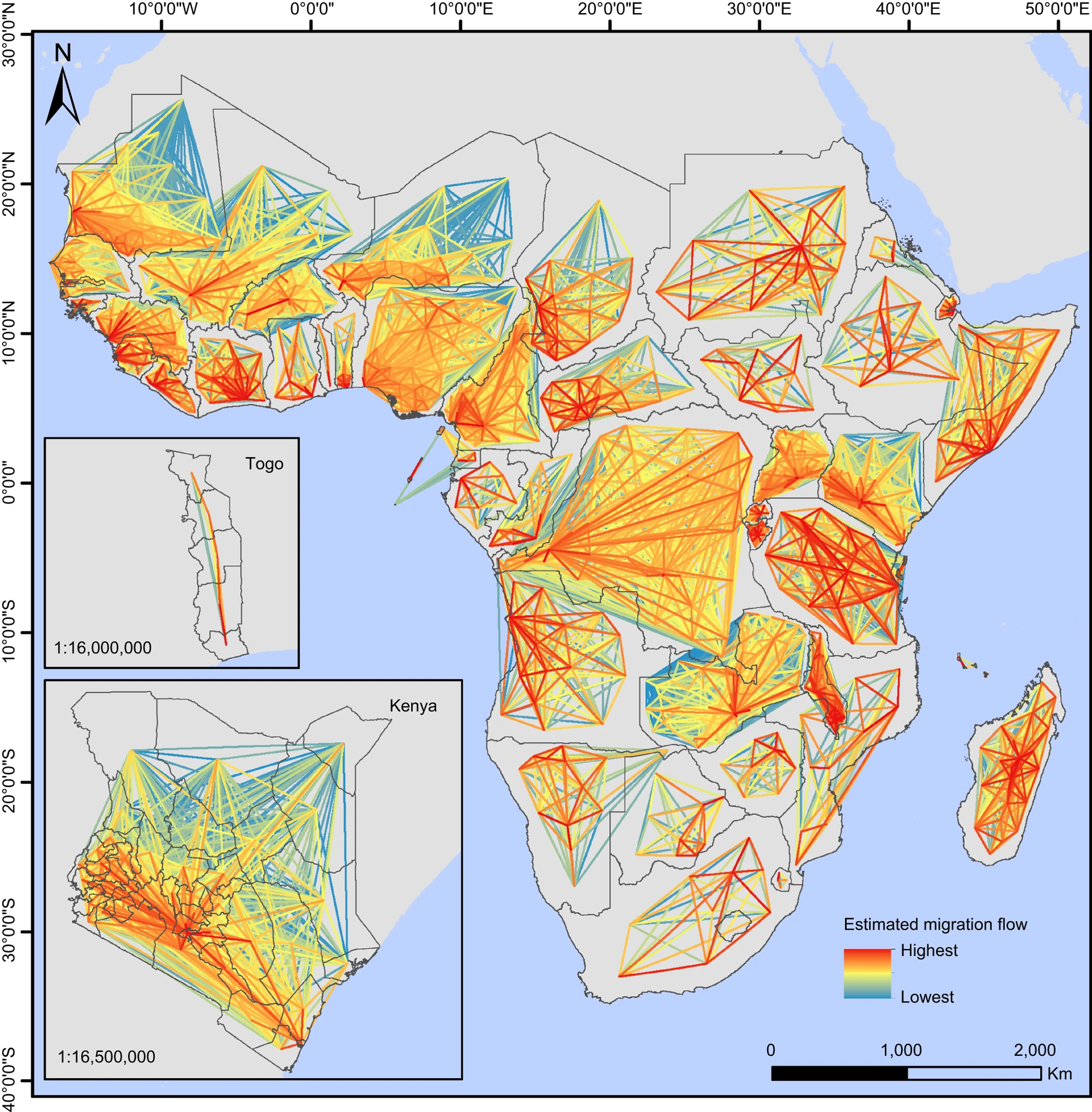 Mapping Internal Connectivity Through Human Migration In Malaria Endemic Countries